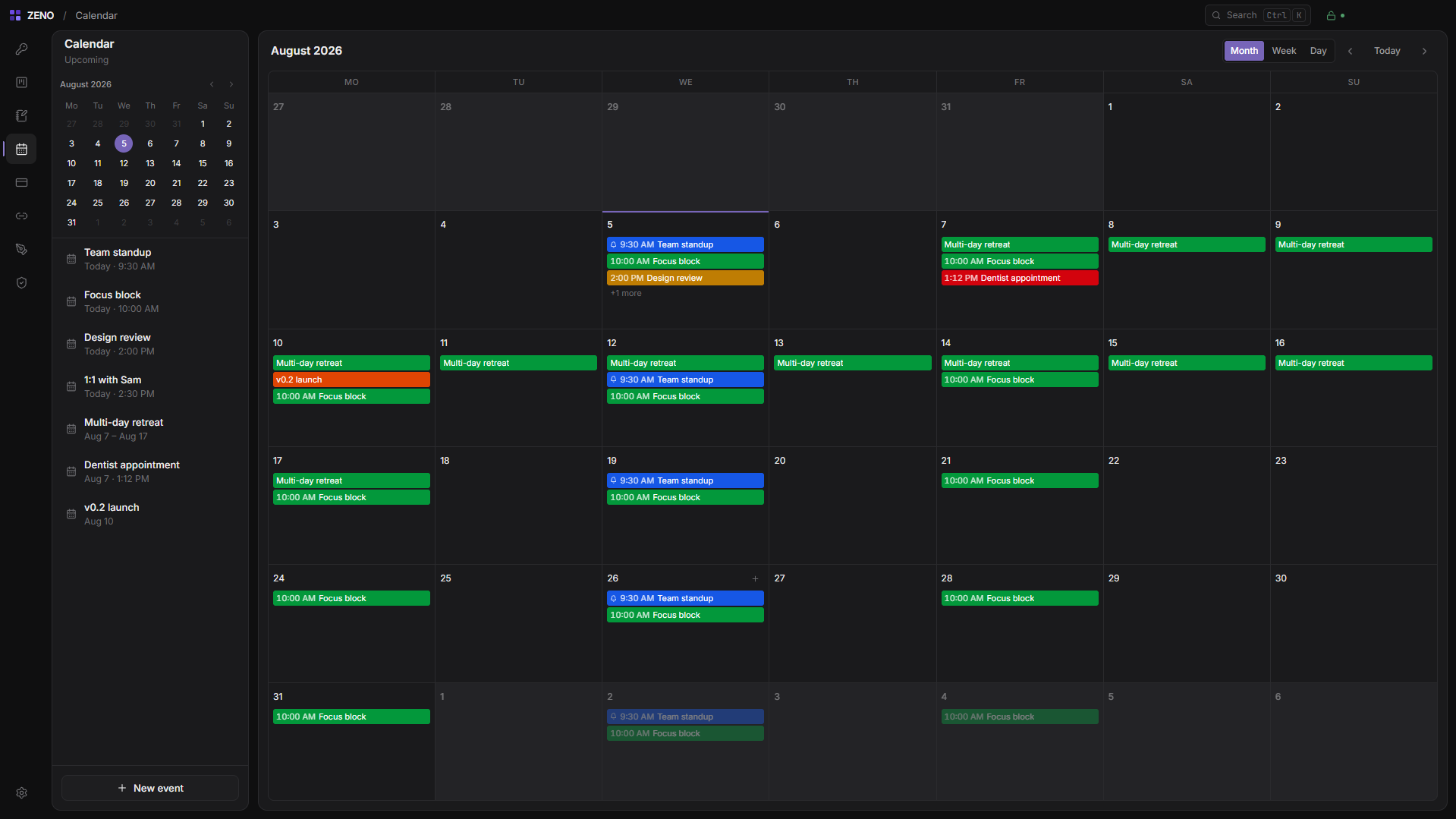 Zeno calendar